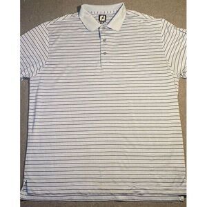 FOOTJOY Polo XXL MENS Shirt Blue‎ Stripes Golf Performance Moisture Wicking FJ